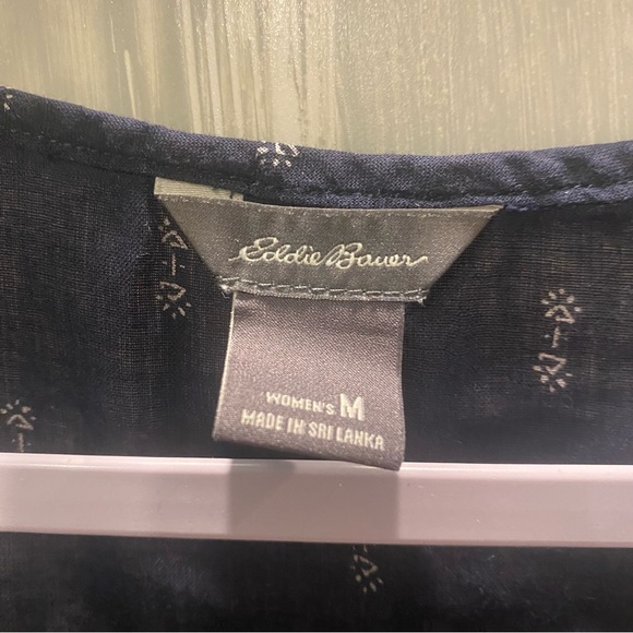 Women’s Eddie Bauer Cotton Tank Top Navy & White Geo print Thin size Medium - Picture 2 of 6